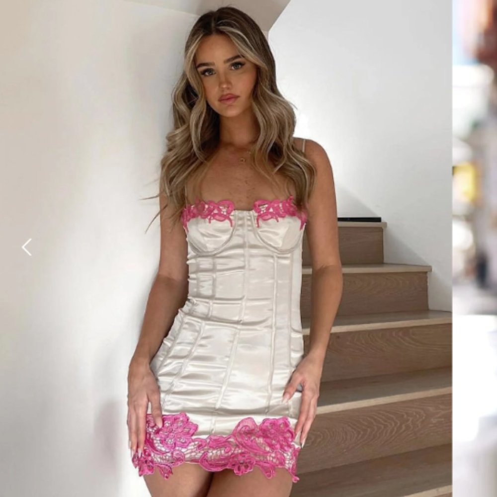 Meshki TATIANA Corset Mini Dress With Lace - Nude